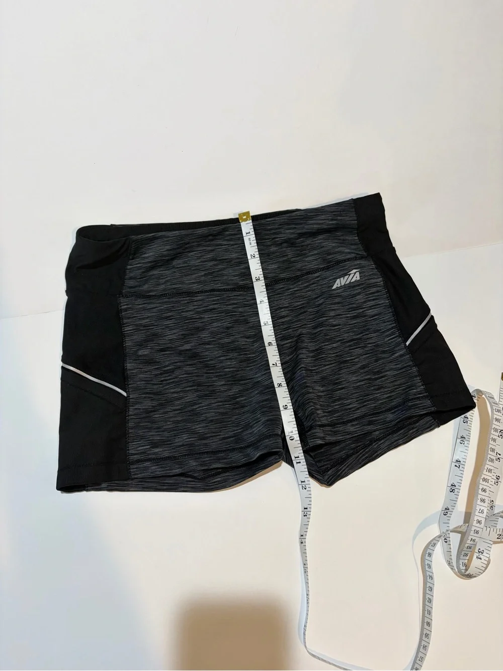 Avia Girls Small Black Gray Heather Athletic Running Shorts Reflective Trim